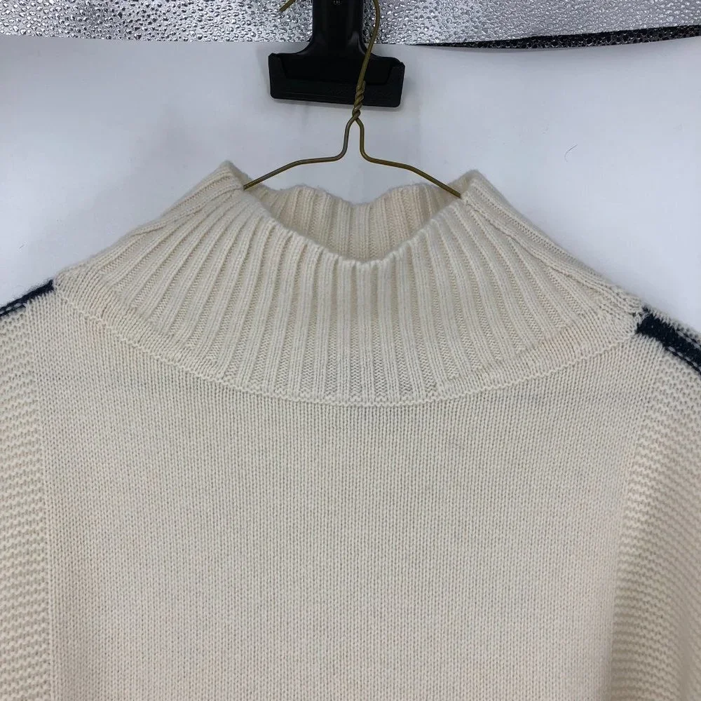 rag & bone White and Navy Funnel Neck Colorblock Sweater - Picture 6 of 16